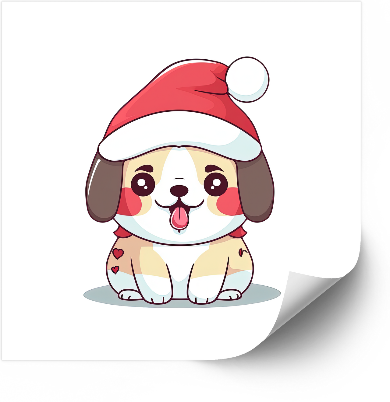 Santa Christmas Puppy Sticker | Kawaii Holiday Dog Vinyl Decal