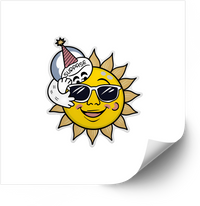 Thumbnail for Cool Sun Surprise Party Sticker | Funny Retro Summer Vinyl Decal