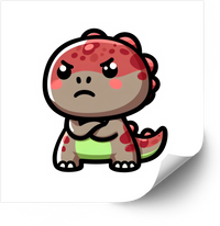 Thumbnail for Grumpy Kawaii Dinosaur Sticker | Cute Angry T-Rex Vinyl Decal