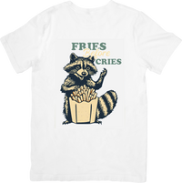 Thumbnail for Fries Before Cries Raccoon T-Shirt | Funny Vintage Food Graphic Tee