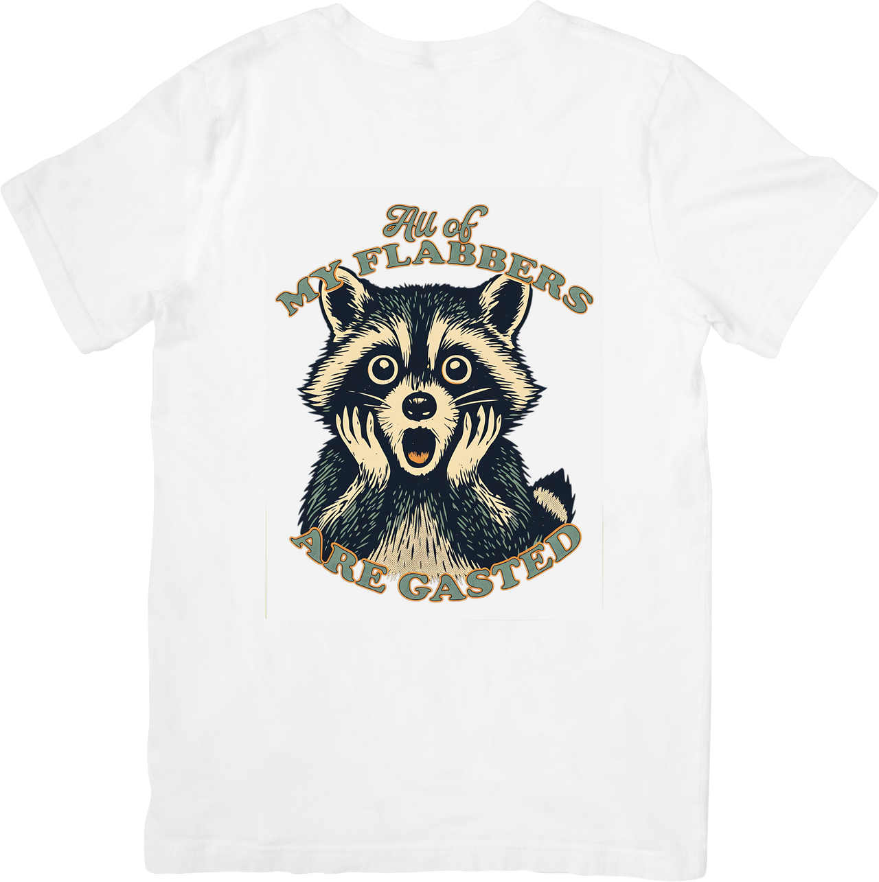 All Of My Flabbers Are Gasted Raccoon T-Shirt | Funny Vintage Shocked Animal Graphic Tee