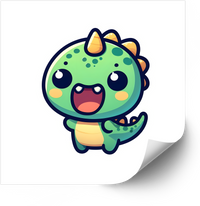 Thumbnail for Happy Kawaii Baby Dinosaur Sticker | Cute Green Dino Vinyl Decal