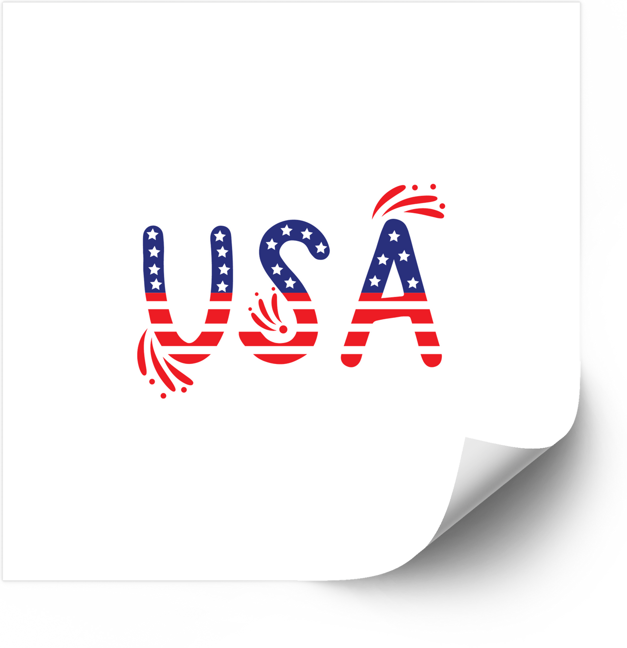 USA American Flag Text Sticker | Patriotic Fourth of July Vinyl Decal