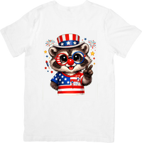 Thumbnail for Patriotic Raccoon Fourth of July T-Shirt | Funny American Flag Animal Graphic Tee | 4th of July Gift