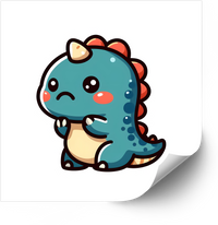 Thumbnail for Kawaii Sad Baby Dinosaur Sticker | Cute Pouting Dino Vinyl Decal