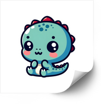 Thumbnail for Baby Blue Kawaii Dinosaur Sticker | Cute Sitting Dino Vinyl Decal