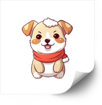 Thumbnail for Kawaii Christmas Puppy Sticker | Cute Santa Dog Holiday Vinyl Decal